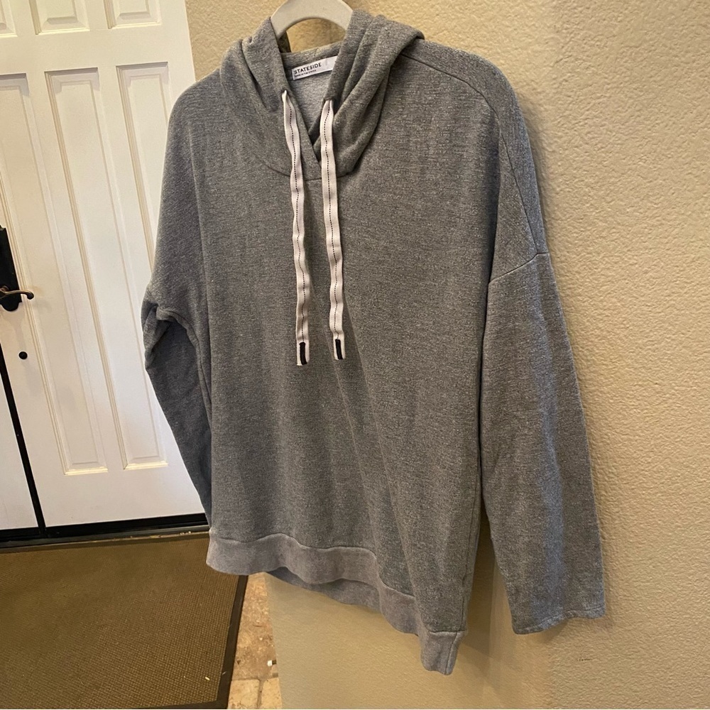 STATESIDE Women Gray Soft Hoodie Top Size Large - Picture 2 of 8